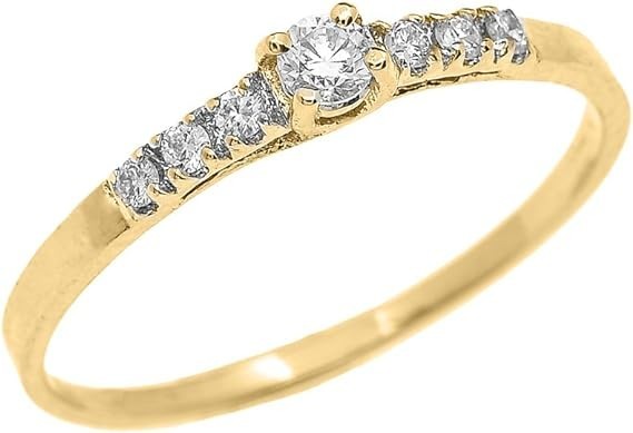 Dainty 14k Yellow Gold Solitaire Engagement Promise Ring