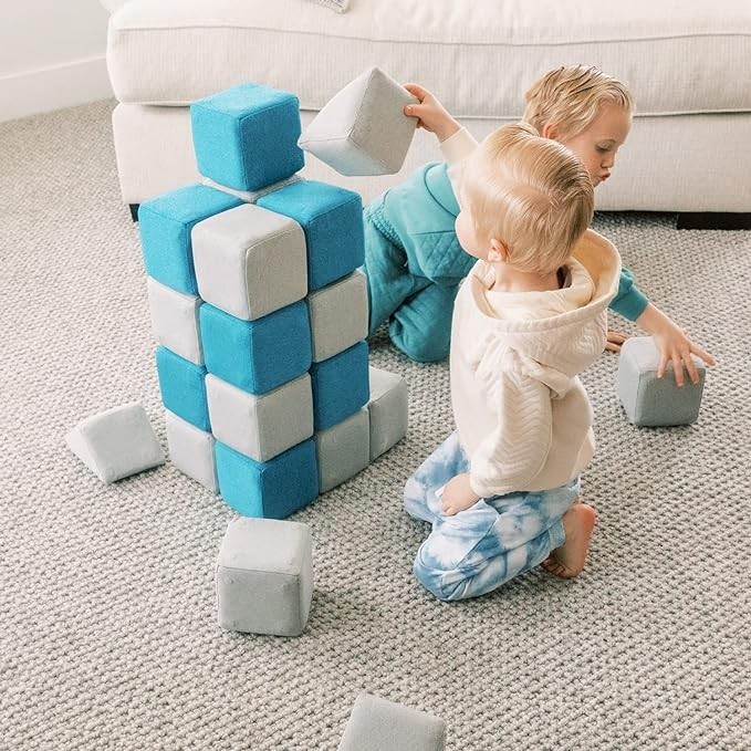 Freshly Picked MagnetBlox Children's Magnetic Building Blocks, Standard Set, Blue Gray