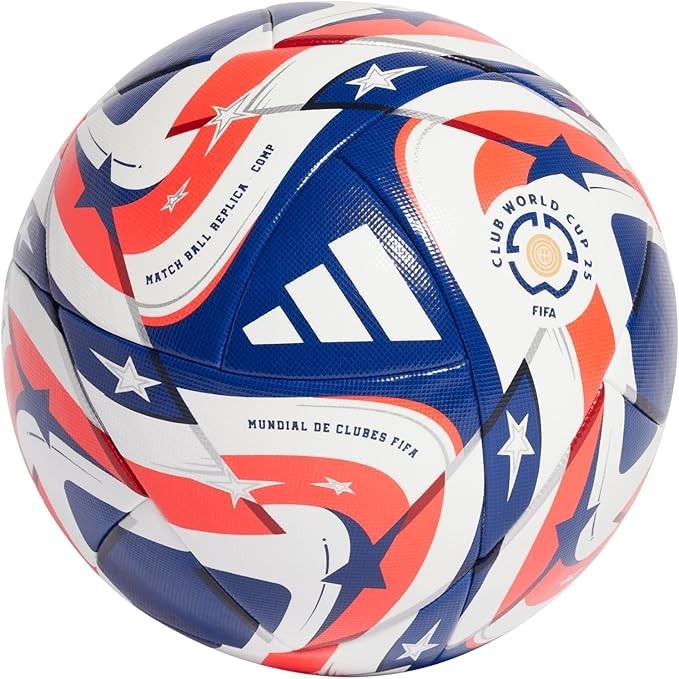 adidas FIFA Club World Cup Competition Ball - Thermally Bonded Seamless Construction, FIFA Quality Pro Certified, Bold Design Inspired by Flags and Stars (White/POBLUE/DKBLUE/Lucre, 4)