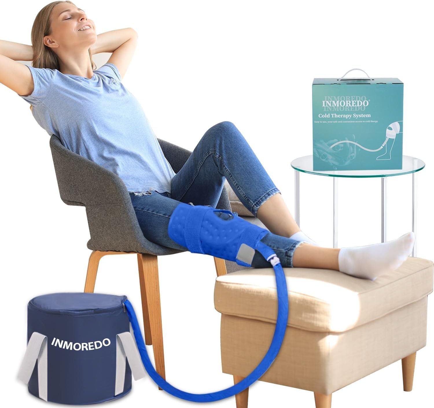 Cold Therapy Machine, Programable Ice Therapy Machine, for Knee Replacement, Post-Surgery Recovery, ACL, Pain Relief, for Sports Injuries, Sprains, Reduce Swelling, Knee Pad