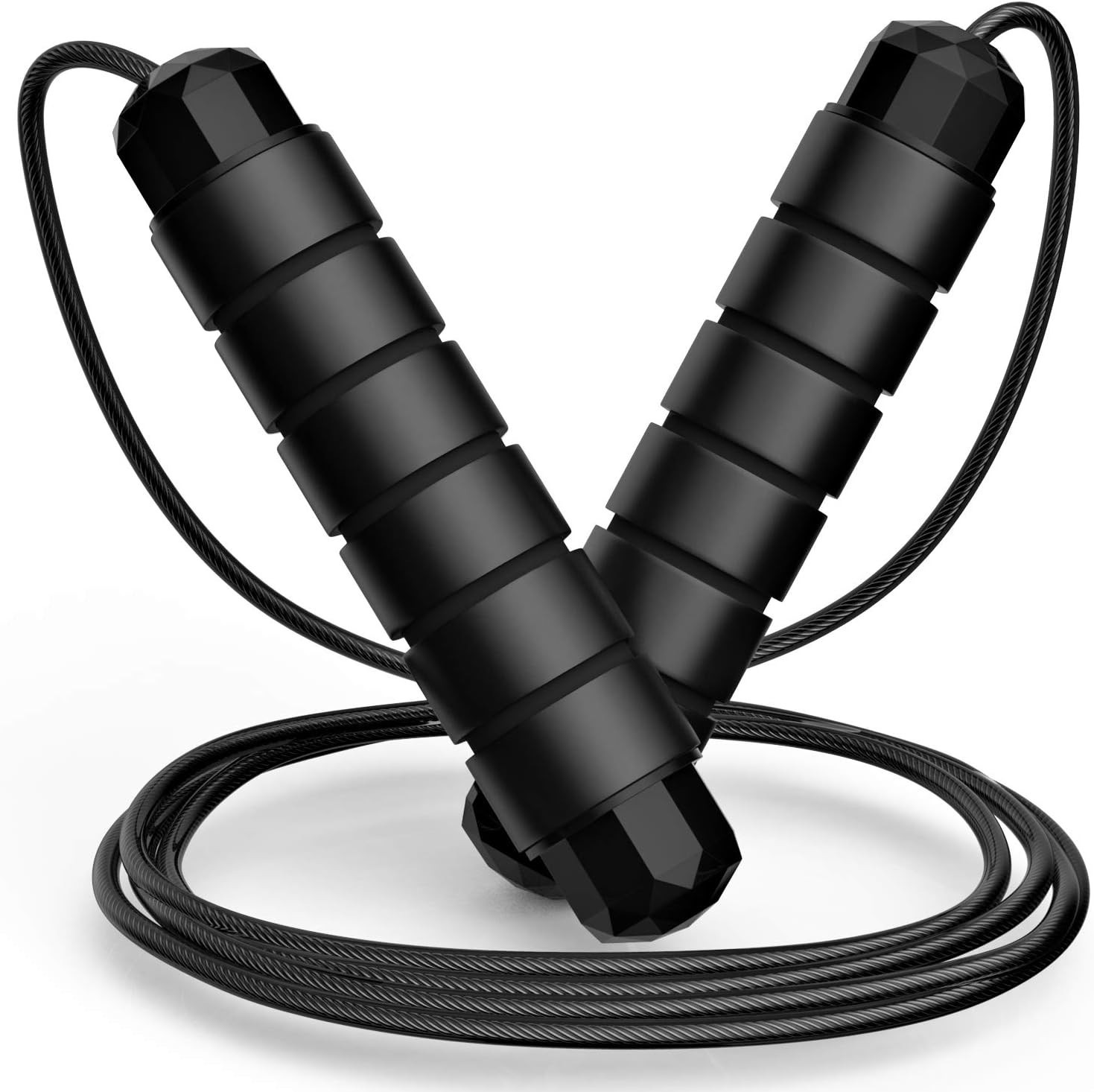 Jump Rope, Tangle-Free Rapid Speed Jumping Rope Cable with Ball Bearings for Women, Men, and Kids, Adjustable Steel Jump Rope with Foam Handles for Home Gym Exercise Fitness Workout Equipment & Slim B