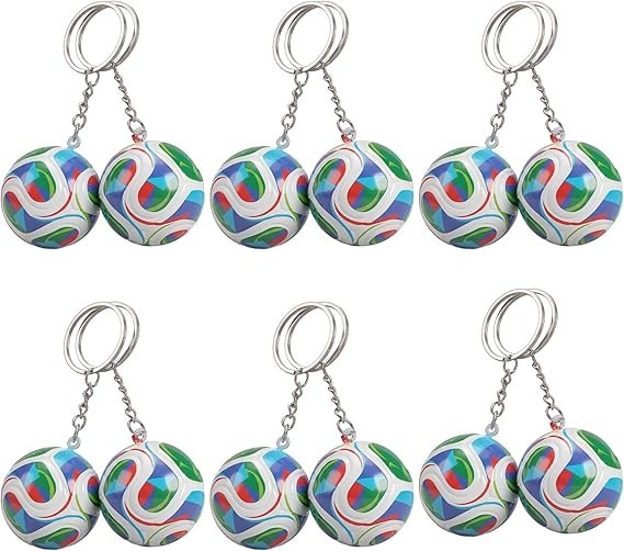 12 PCS Soccer Ball Keychain, 1:1 Mini World Cup 2026 Soccer Keychain with Soft Squeeze Stress Relief, Bounce Back Fidget Toy for Man and Boy, Sports Themed Backpack Charm, for Carnival Party