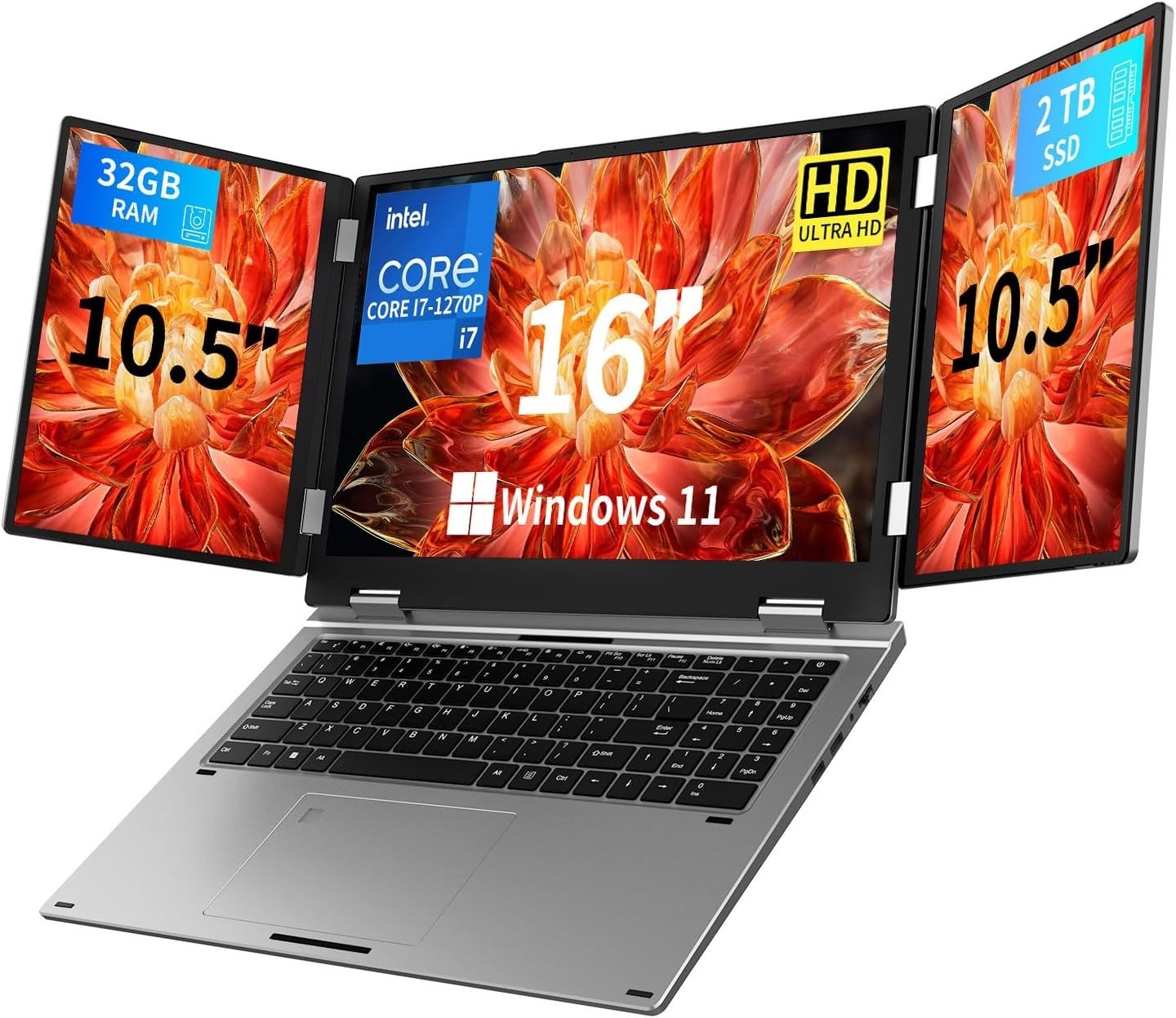 16-inch triple screen laptop with dual 10.5-inch foldable displays delivers