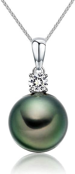 CHAULRI solid 18K top quality Tahitian black pearl pendant necklace